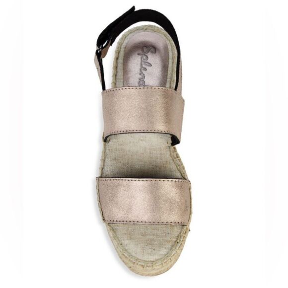 Splendid Aubrey Metallic Leather Espadrille Flatform Slingback Sandals size 8 - Picture 5 of 13